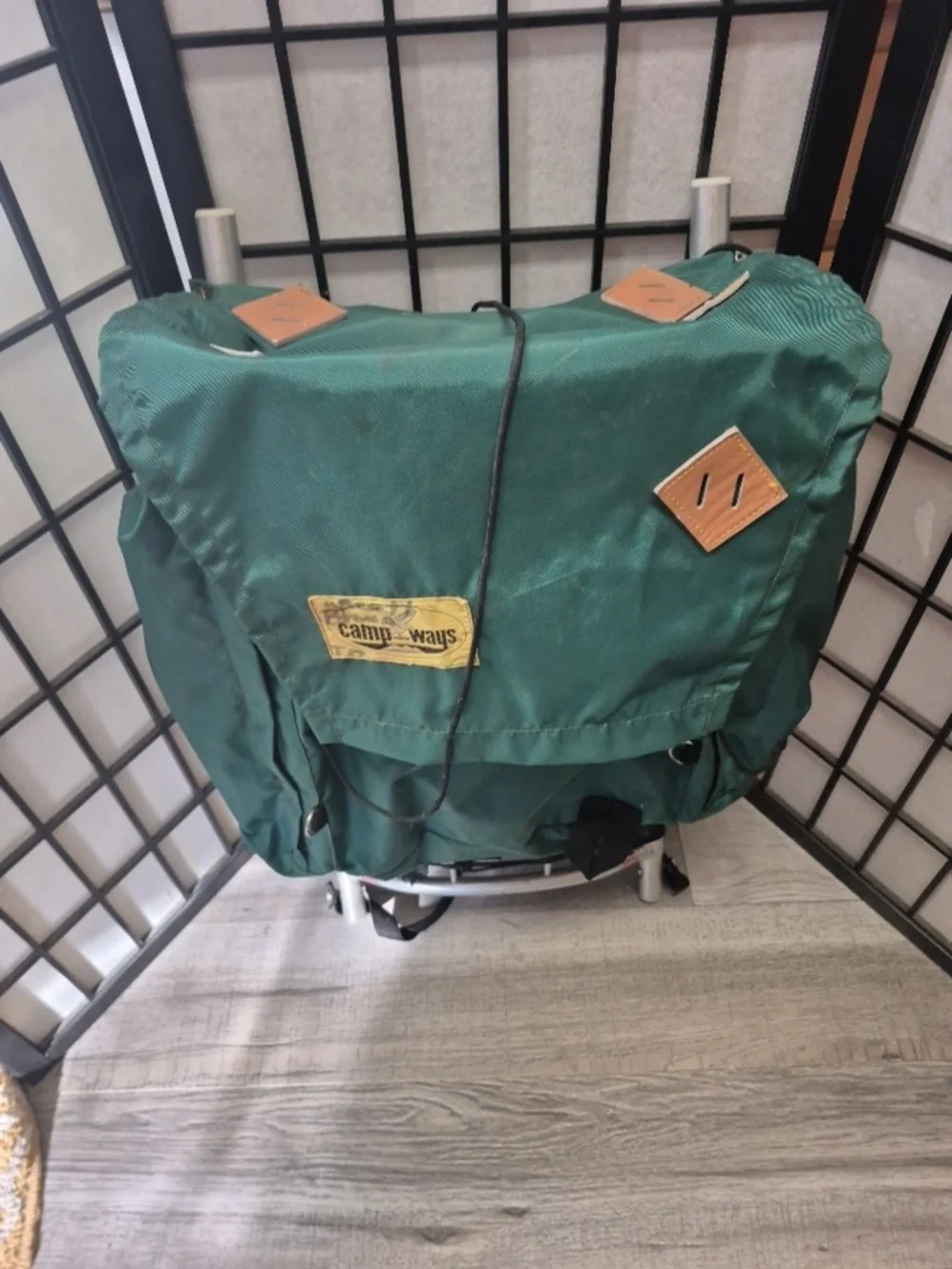 Vintage Aluminum CAMP WAYS External Frame Backpack Made in USA Green Nylon